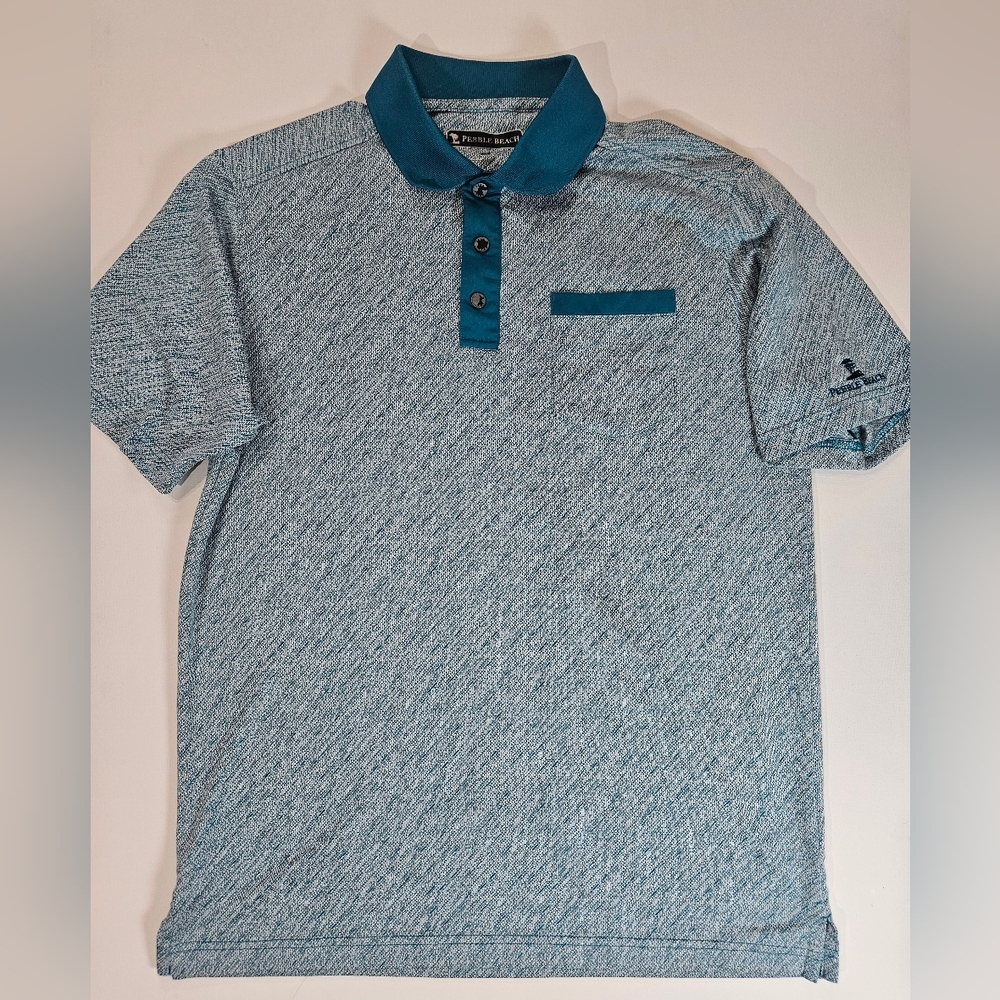 Pebble‎ Beach Golf Polo Mens Medium Green Outdoor Preppy Activewear Athletic